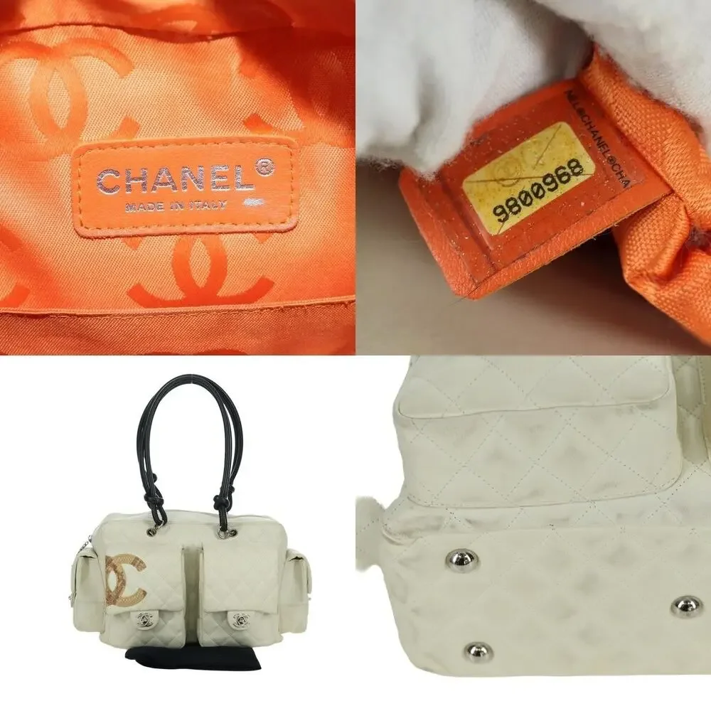 Chanel Leather Cambon Line Matelasse Handbag White
